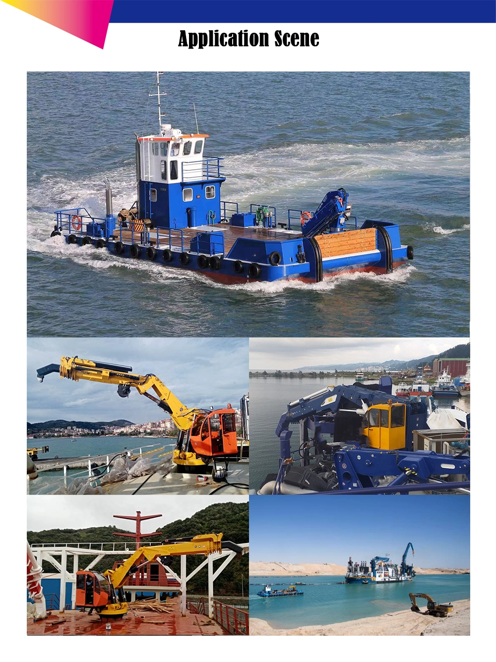 Reliable and Safe Operations Small Fisherman Loading Fish at Port Fish Bag Moving Crane