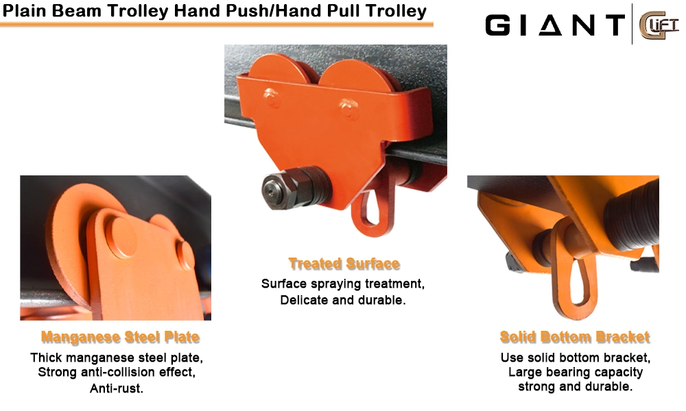 Manual Geared Trolley for Beam on Hoist Hand Pull Manual Plain Trolley for Lifting (GCT-E)